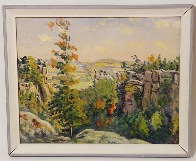 Český ráj - Kozákov od Dračích skal, monogramista K.J. olej