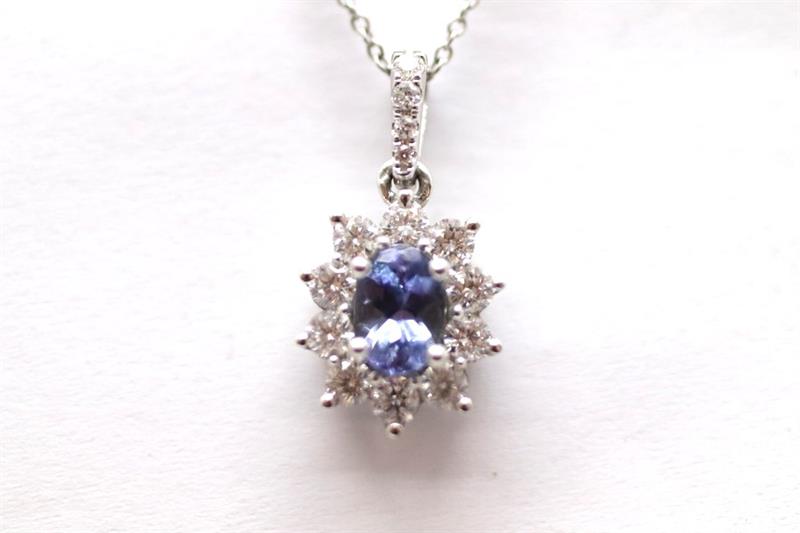 Zlatý náhrdelník s diamanty a tanzanitem