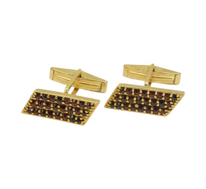 Stříbrné manžetové knoflíčky s českými granáty