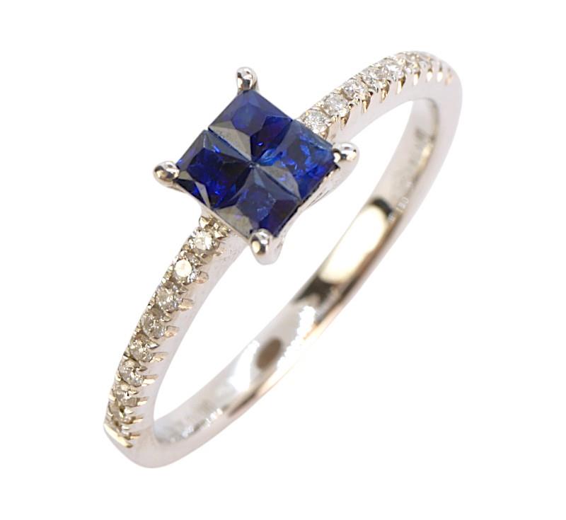 Zlatý prsten s brilianty a safíry