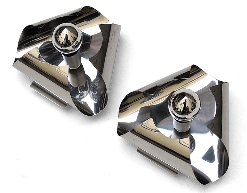 Francouzská nástěnná svítidla z nerezové oceli, 1970s.