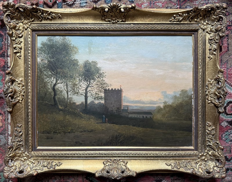 Romantický obraz, olej na plátně, 19 stol.