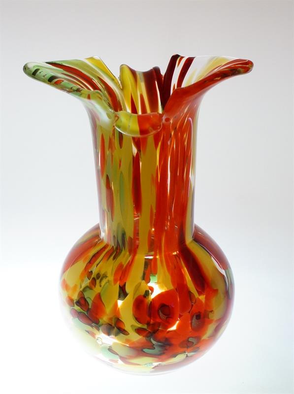 Váza z hutního brokového Tango skla Josef HOSPODKA Chřibská