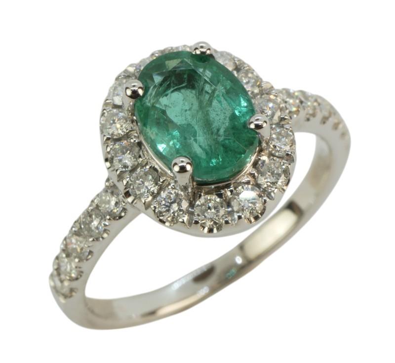 Zlatý prsten se smaragdem a brilianty