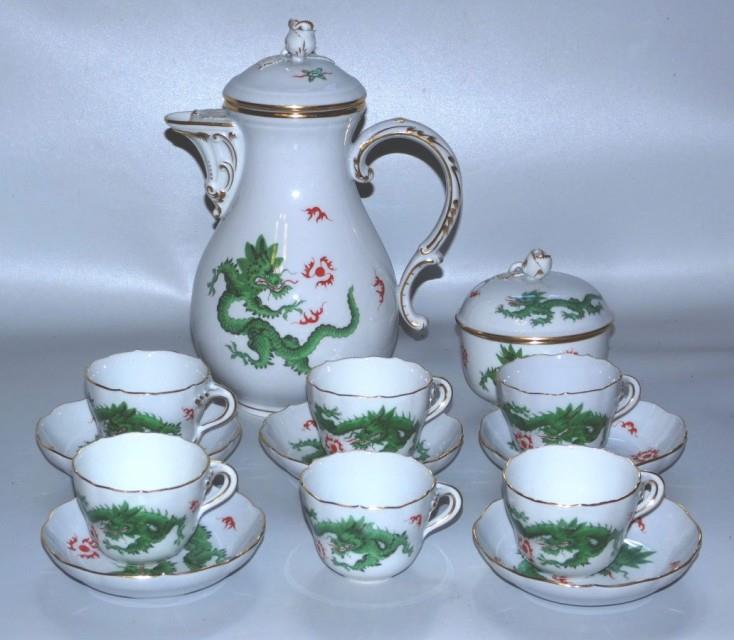 Kávový servis s draky zn.Míšeň