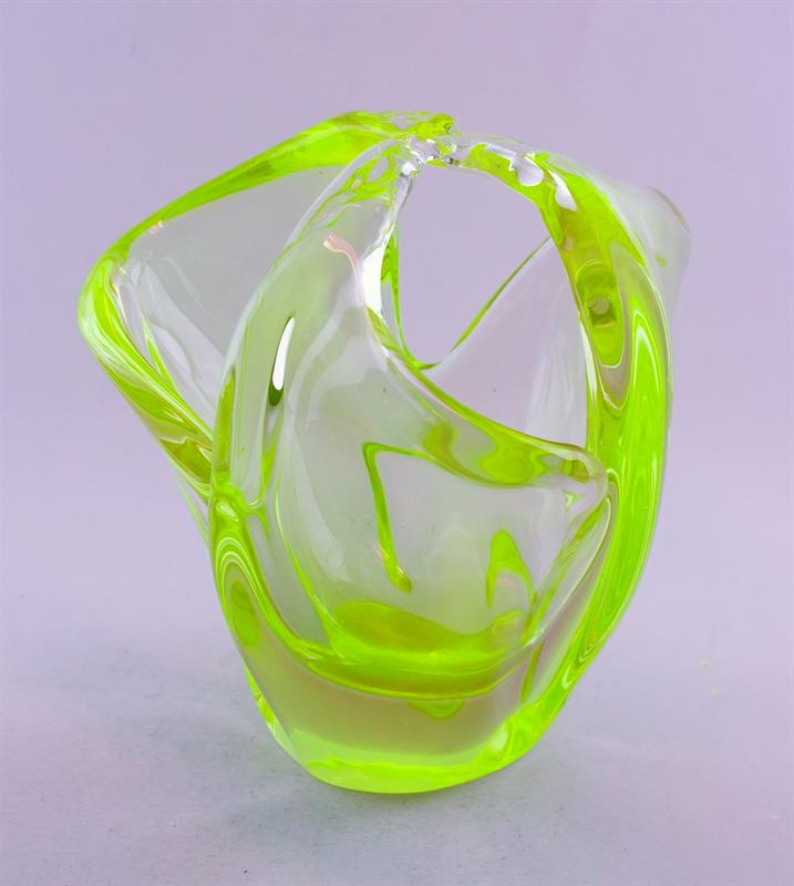 Košík z uranového skla soubor ATLAS Fr. ZEMEK - Škrdlovice