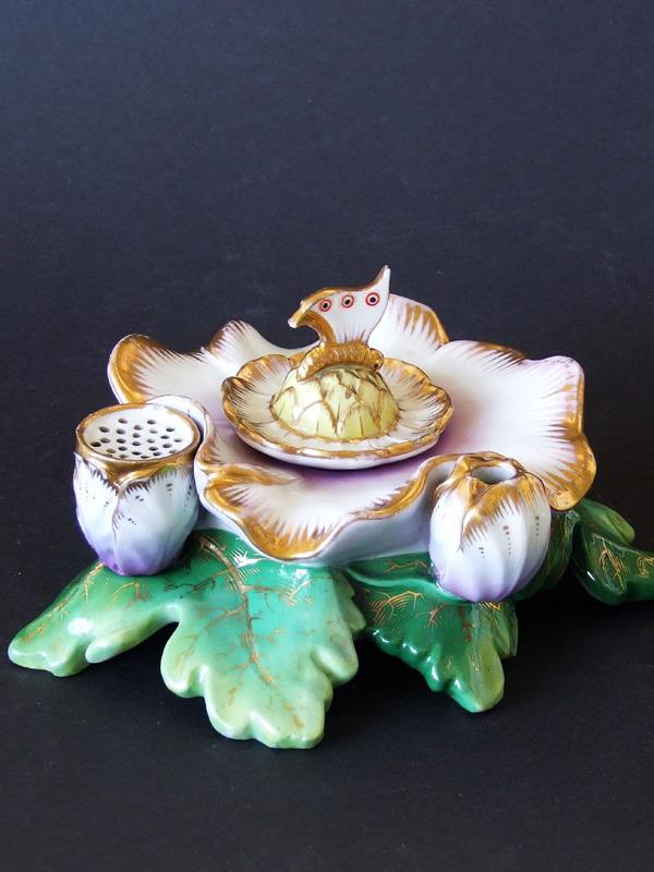 Biedermeier porcelánový kalamář, znač.