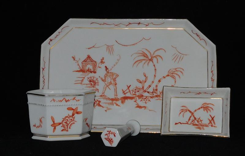 ART DECO PSACÍ SOUPRAVA, porcelán, malba