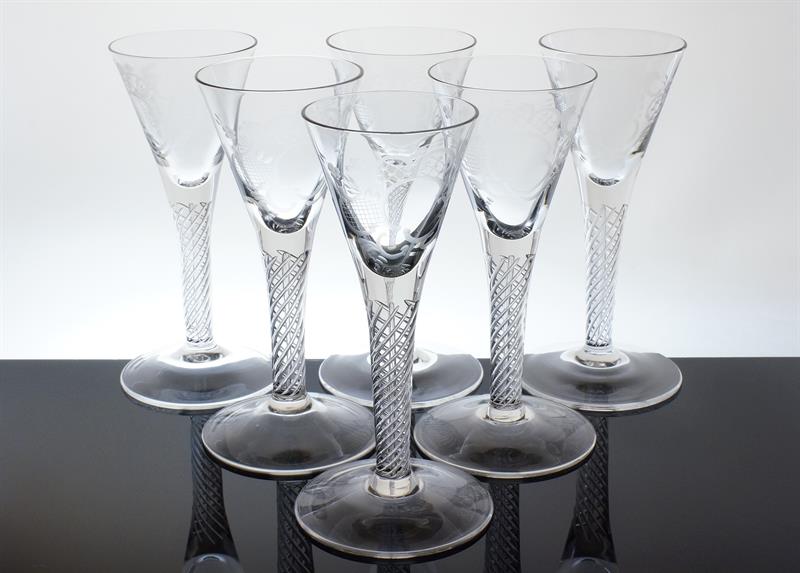 Ryté skleničky zatavená spirála Rudolf SCHWEDLER Harrachov