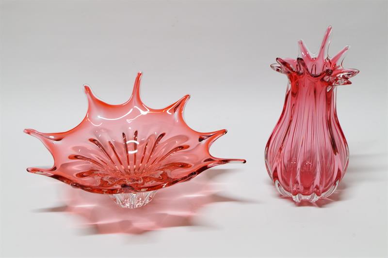 Souprava - rubínové hutní sklo J. HOSPODKA sklárna Egermann