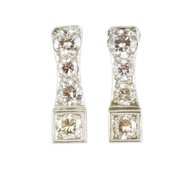 Starožitné  Art Deco platinové náušnice s diamanty