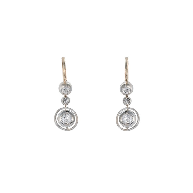 Art Deco zlaté náušnice 0,69 ct – certifikováno