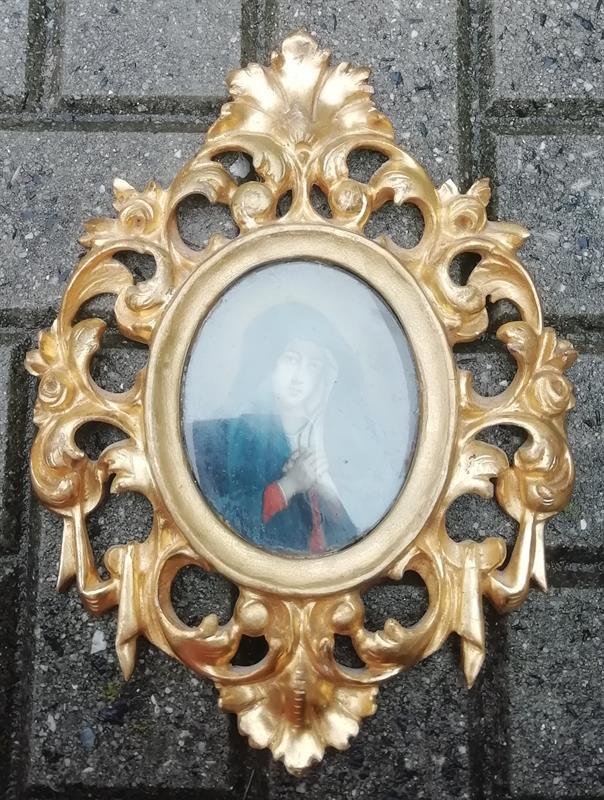 Miniatura - zlacený rámeček s olejomalbou