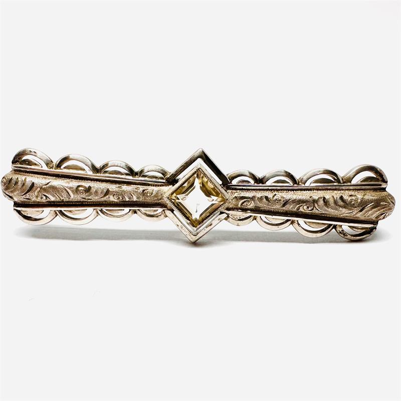 Stříbrná brož s citrínem