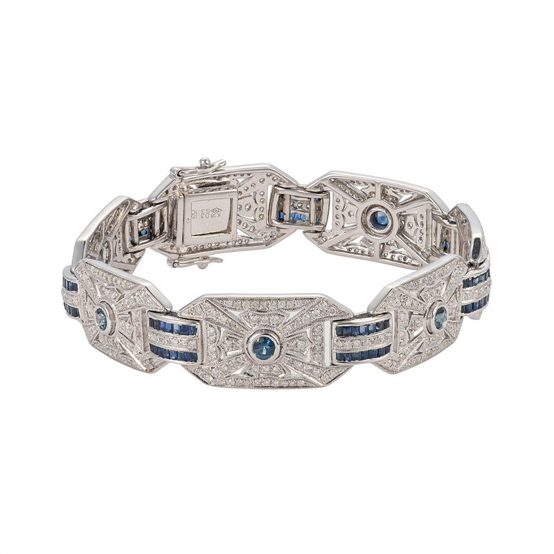 Luxusní diamantový náramek 3,15 ct s přírodními safíry