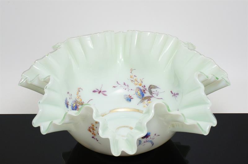 Malovaná mísa opálové a uranové sklo Karl HOSCH Zákupy