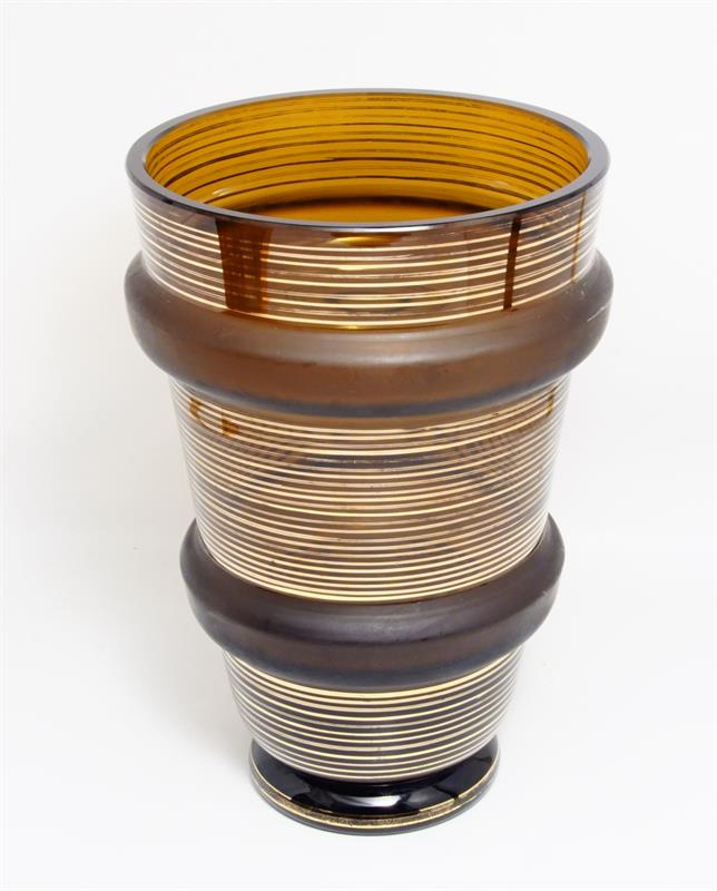 Art Deco váza - zlacené sklo Topas, sklárna bratři PODBIRŮ