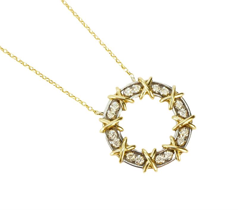 Zlatý náhrdelník s brilianty - styl Tiffany