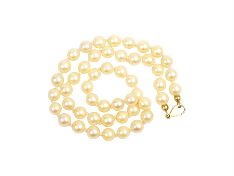 Perlový náhrdelník se zlatým uzávěrem