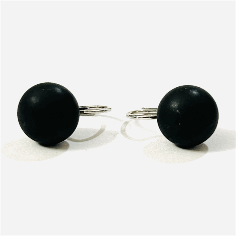 Stříbrné starožitné náušnice s gagáty