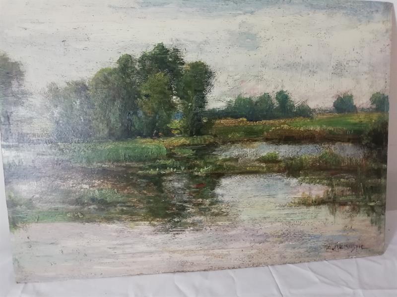 Obraz krajina olej na kartónu Nemastil