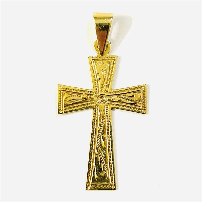 Zlatý gravírovaný přívěšek "kříž"