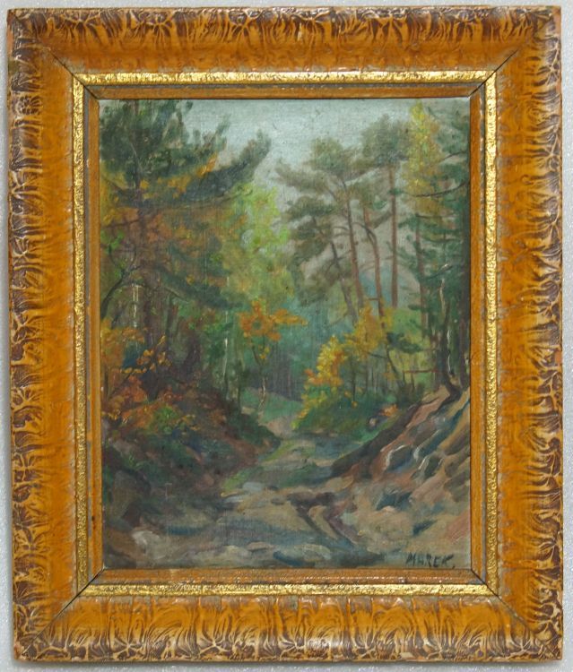 Lesní zákoutí, olejomalba sign. MAREK