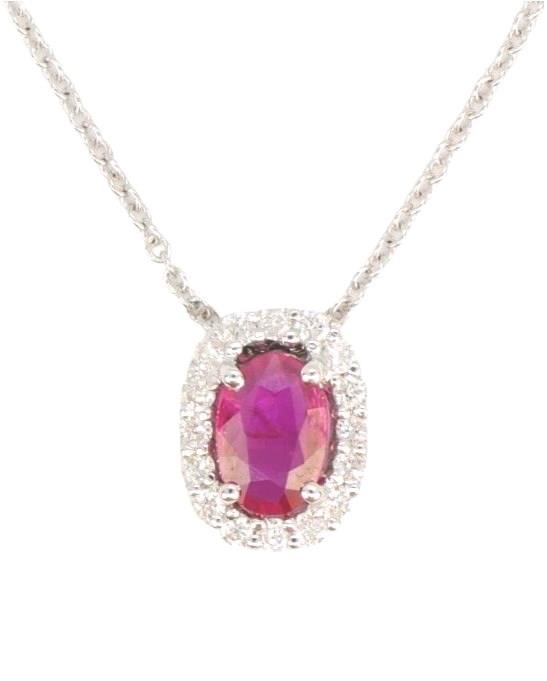 Zlatý náhrdelník s diamanty a rubínem