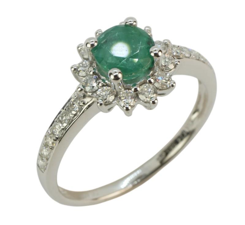 Zlatý prsten se smaragdem a brilianty