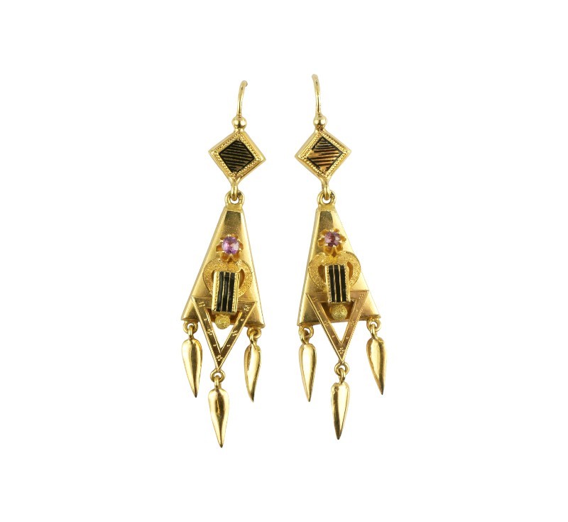 Zlaté náušnice se smalty