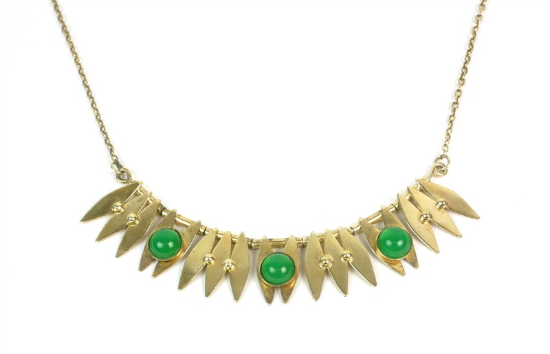 Stříbrný pozlacený náhrdelník s chryzoprasy