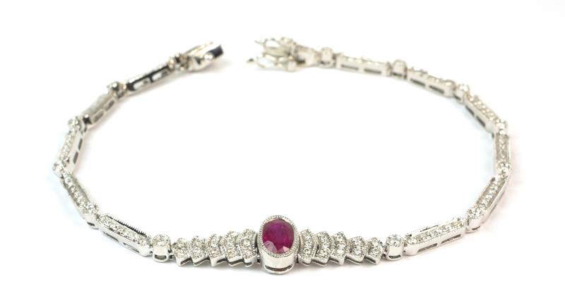 Zlatý náramek s rubínem a brilianty 0,55 ct