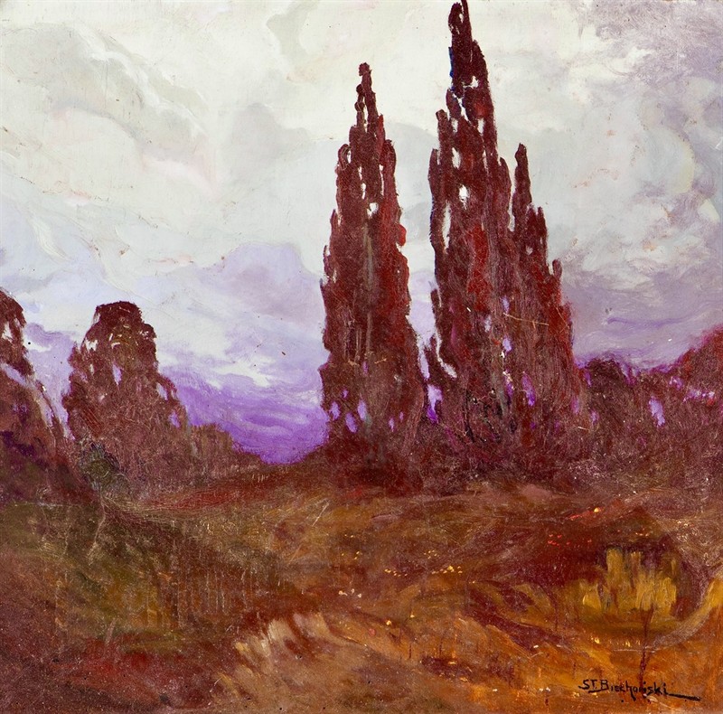 Stanislaw Biechoňski: Podzimní nálada s Cypřiši