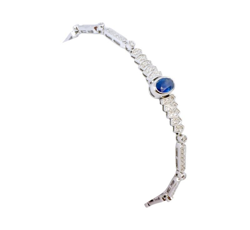 Zlatý náramek se safírem a brilianty