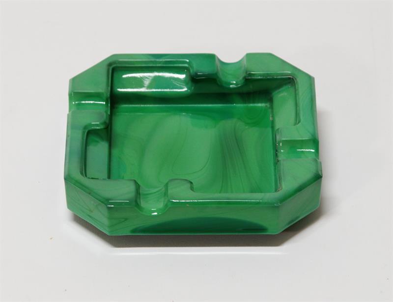 Kubistický popelník z malachitového (Jade) skla