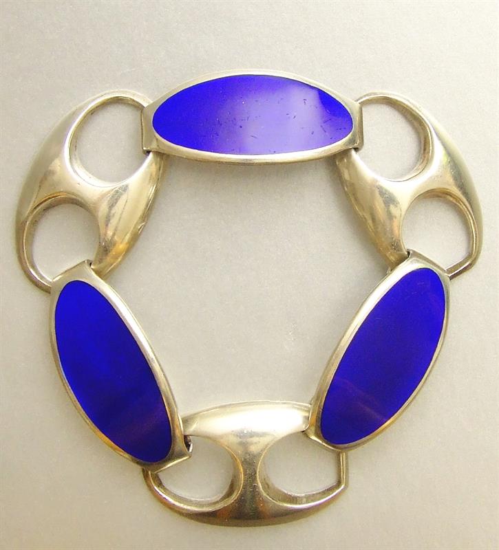 925 Ag náramek s modrým smaltem, 67,2 g