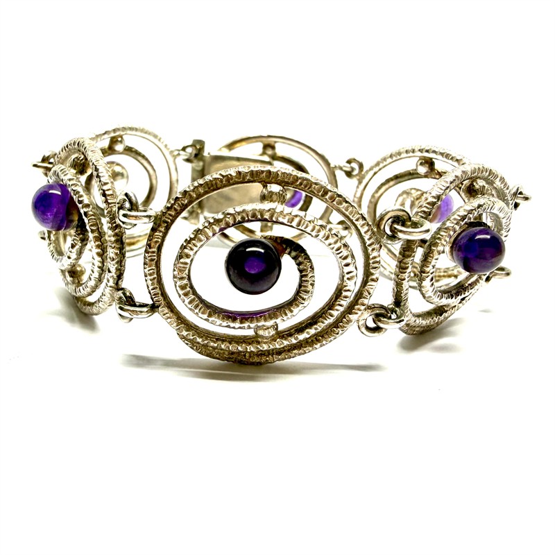 Originální stříbrný náramek s ametysty