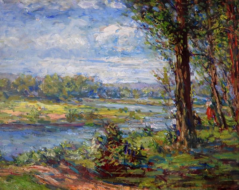 Janeček: Řeka s figurální stafáží.