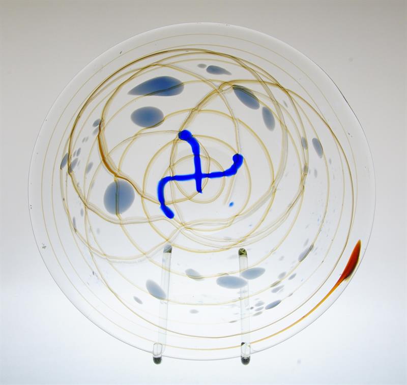 Mísa - masivní hutní sklo, zatavený dekor ÚUŘ Škrdlovice