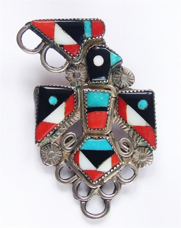 925 Ag brož s barevnými kameny, Mexico