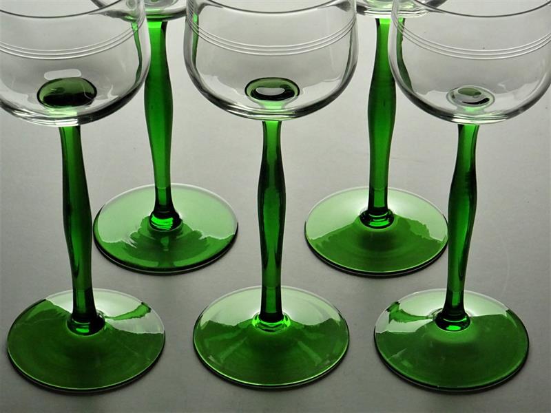5x secesní sklenice na nožce