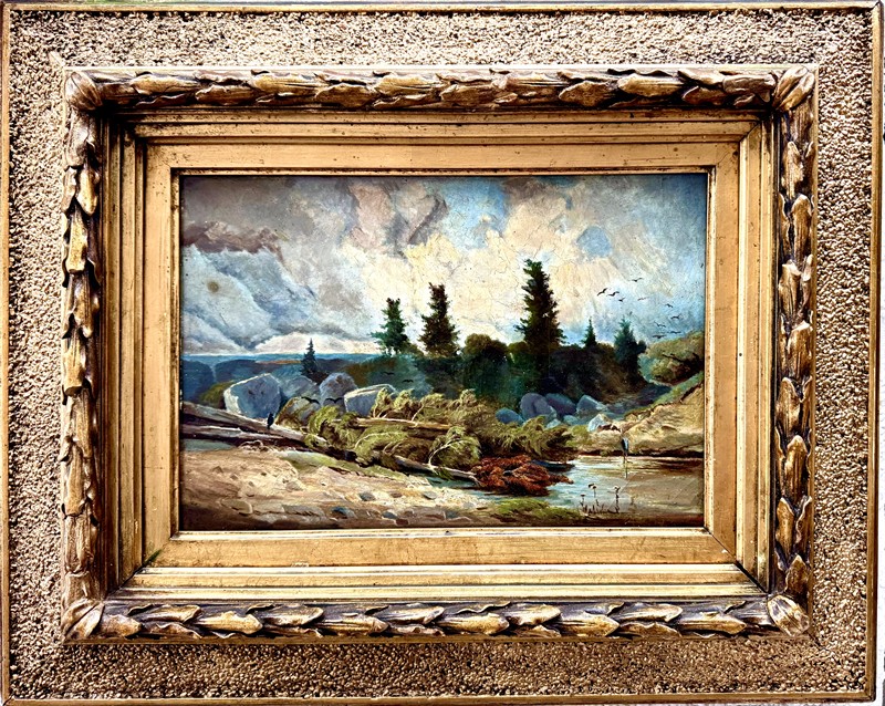 Neurčený autor 19. století: Krajina s dramatickým nebem.