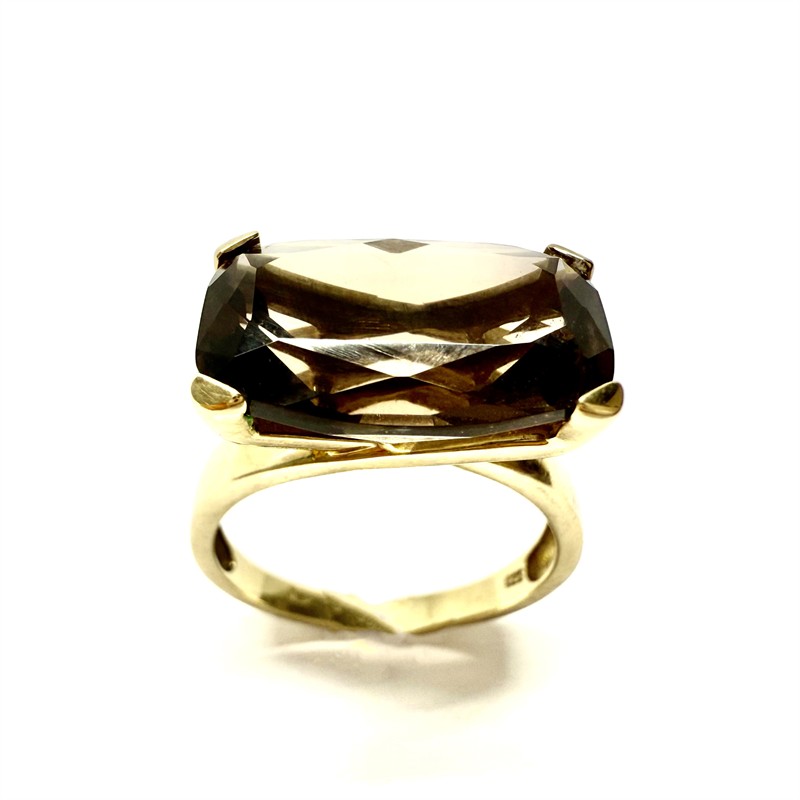 Minimalistický zlatý prsten s kouřovým topazem