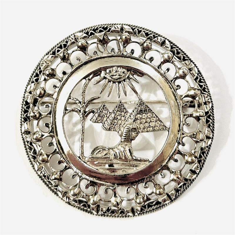 Stříbrná starožitná brož/přívěšek s egyptskými motivy