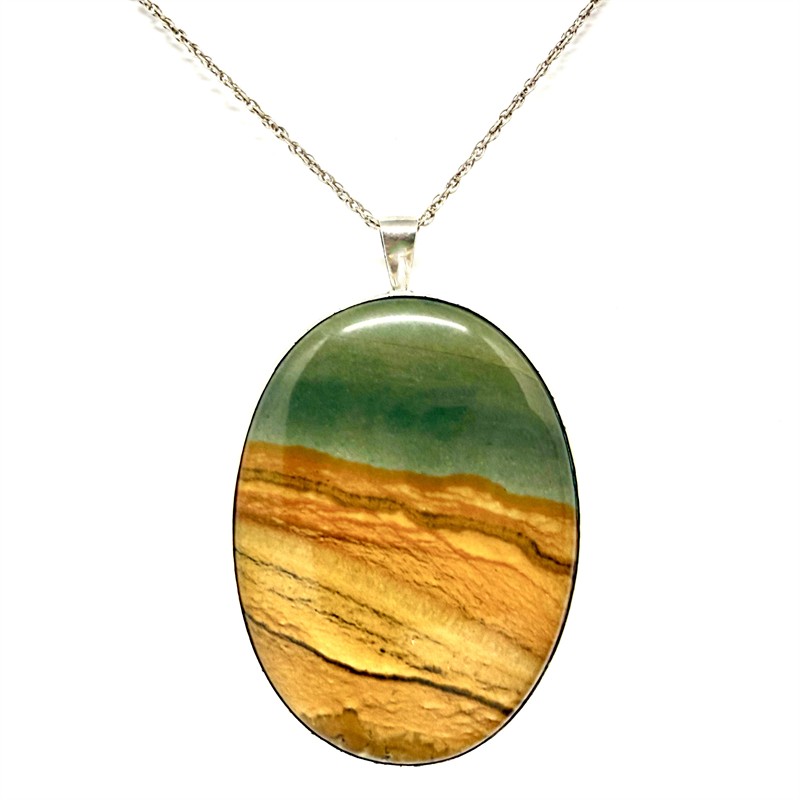 Stříbrná brož / závěs s porcelanitem