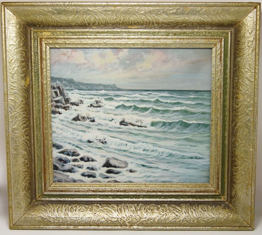 Mořský příboj, ruský autor J. PEGOV, tempera