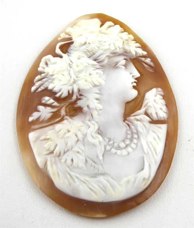 Velká kamej se secesním portrétem dívky