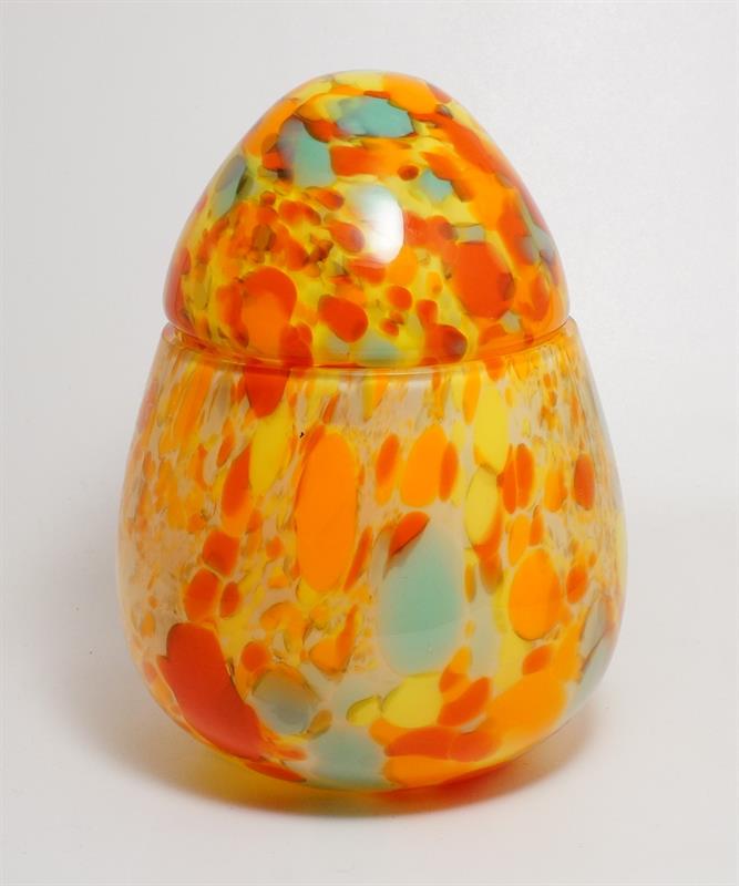 Secesní dóza VEJCE z výrazně barevného - Tango skla