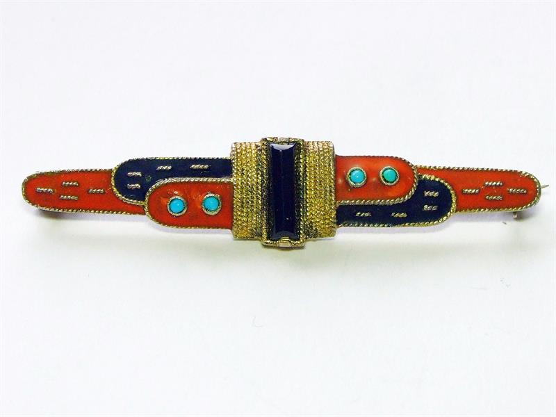 FAHRNER art deco brož s barevnými smalty