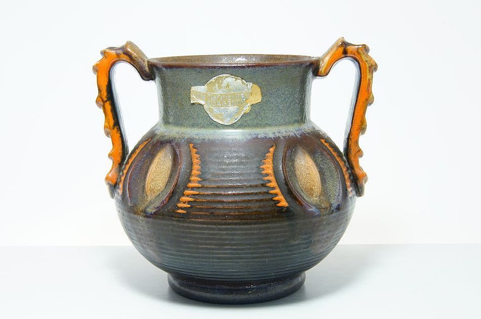 Kubistická keramika - váza s dekorem, Georgenthal Německo